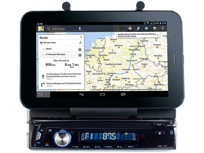 Creasono Autoradio CAS-4500tab mit Bluetooth & Tablet-Halterung bis 17,8cm  / 7