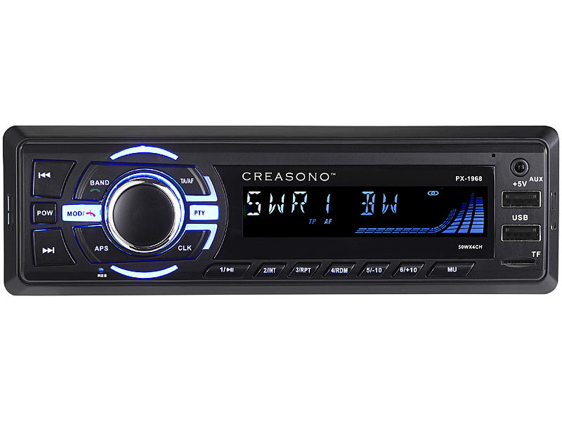 Creasono MP3-Autoradio mit Bluetooth, Freisprechfunktion