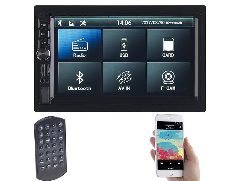 Creasono 2-DIN-MP3-Autoradio mit Touchdisplay, Bluetooth, Freisprecher, 4x  45 W