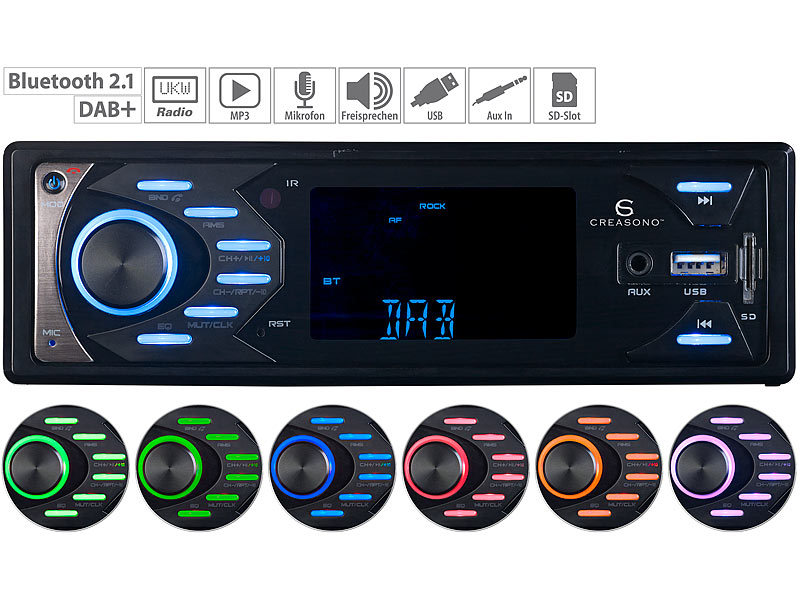 Creasono MP3-Autoradio mit DAB+, Bluetooth & Freisprechfunktion