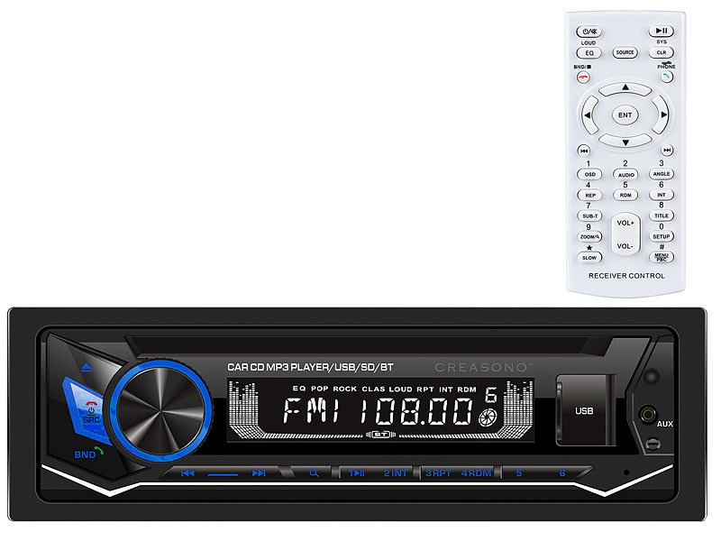 Creasono MP3-Autoradio, CD, Bluetooth, Freisprechfunktion, USB, SD, 4x45W